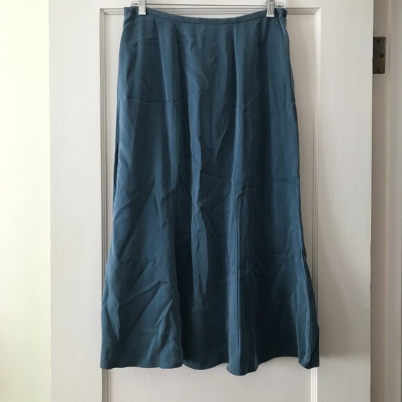Eileen Fisher | Blue Silk Midi Skirt - Picture 1 of 11